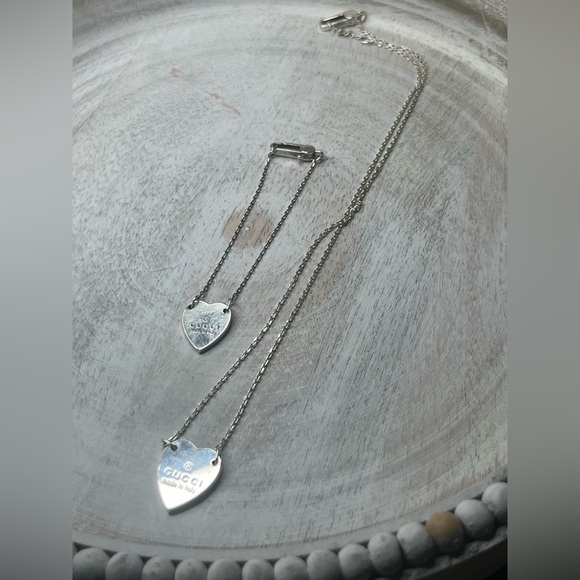 Gucci Silver Heart charm necklace and bracelet set - Picture 1 of 5